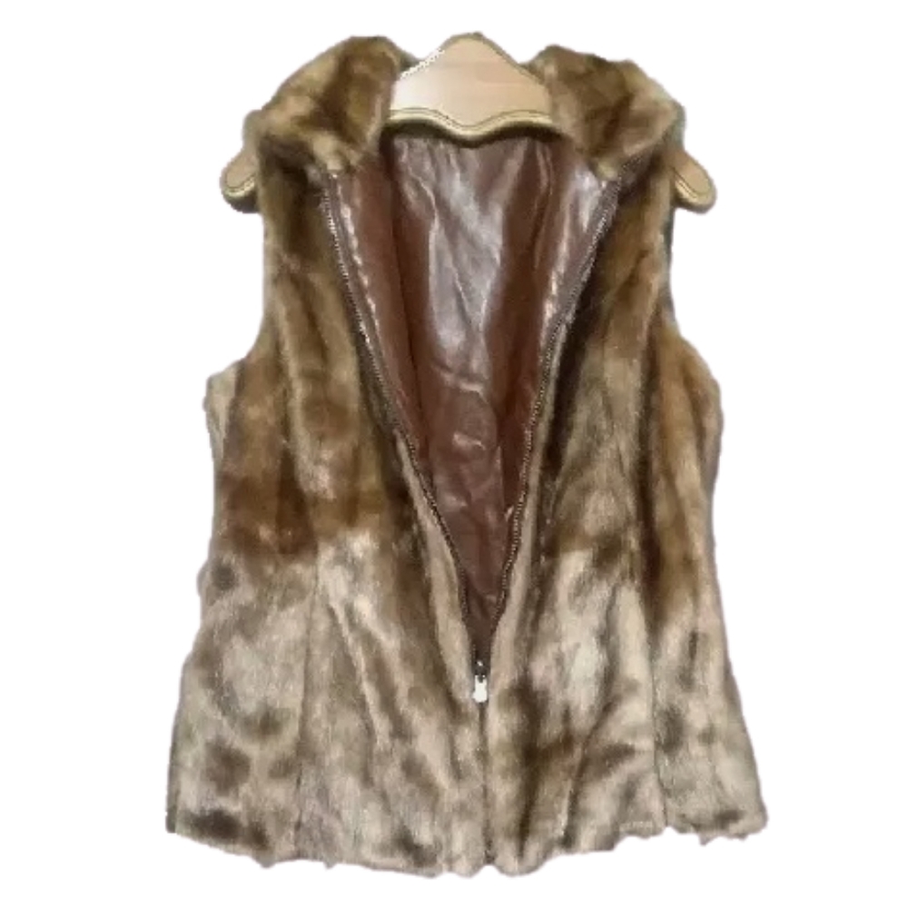 FUDA Brown Faux Fur Reversible Thick Vest L